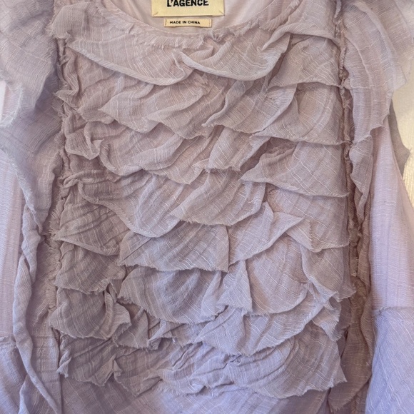 L'Agence Sleeveless Top, Lilac tiered ruffle blouse; Silk/Cotton XS - Picture 5 of 14